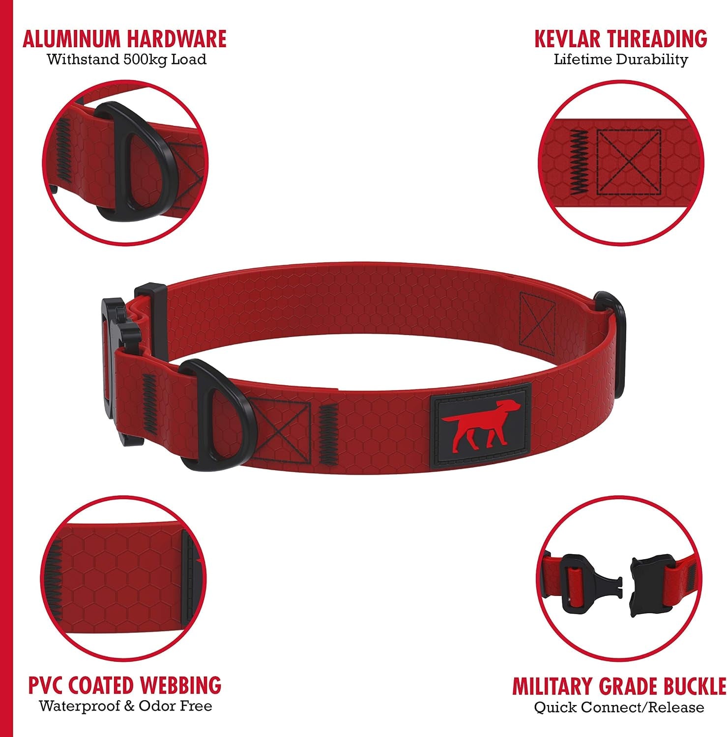 Waterproof Action Collar for Dogs | Heavy Duty Water Proof Dog Collar | Tear Proof & Odor Free | Rust-Proof Metal Hardware | Tactical Quick Release Buckle | for Adventurous, Active Dogs