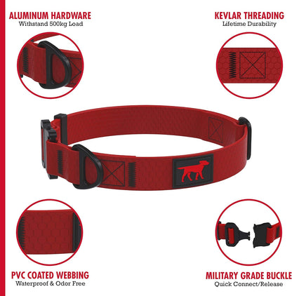 Waterproof Action Collar for Dogs | Heavy Duty Water Proof Dog Collar | Tear Proof & Odor Free | Rust-Proof Metal Hardware | Tactical Quick Release Buckle | for Adventurous, Active Dogs