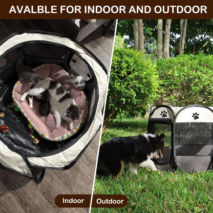 Cat Playpen,29" Pop-Up Cat Cage with Side Pocket,Puppy Playpen for Indoor outside Kitten Playpen 29" Diameter 23" Height
