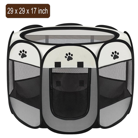 Cat Playpen,29" Pop-Up Cat Cage with Side Pocket,Puppy Playpen for Indoor outside Kitten Playpen 29" Diameter 23" Height