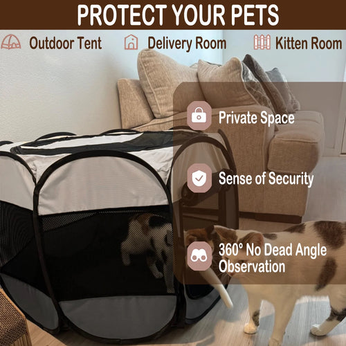 Cat Playpen,29" Pop-Up Cat Cage with Side Pocket,Puppy Playpen for Indoor outside Kitten Playpen 29" Diameter 23" Height