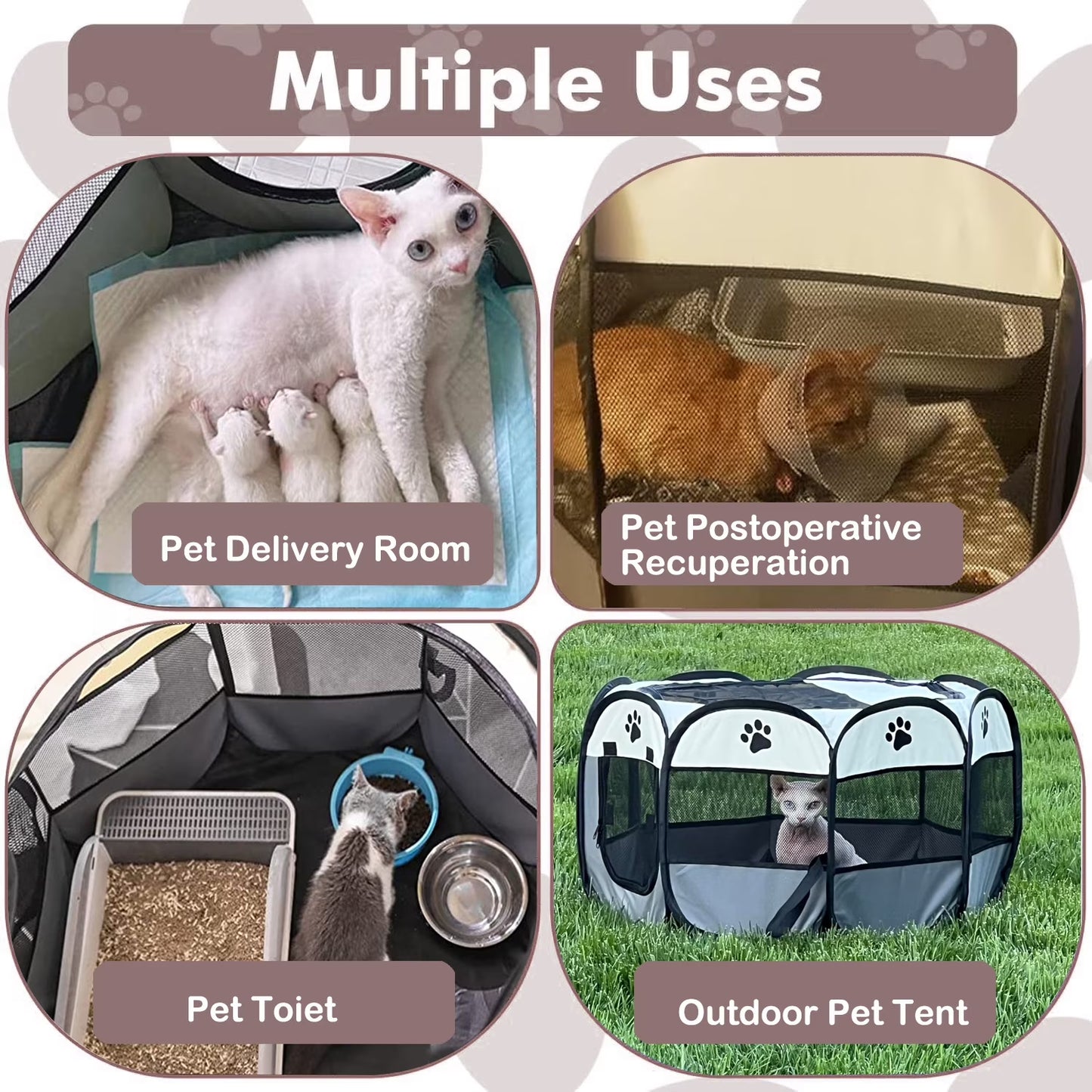 Cat Playpen,29" Pop-Up Cat Cage with Side Pocket,Puppy Playpen for Indoor outside Kitten Playpen 29" Diameter 23" Height