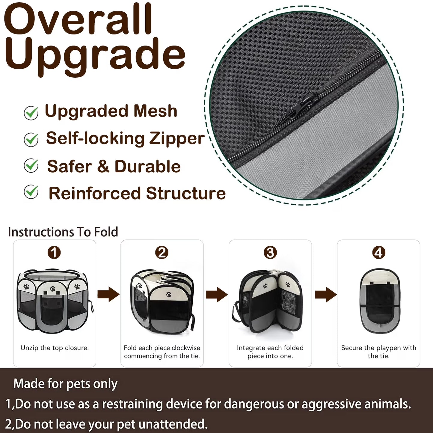 Cat Playpen,29" Pop-Up Cat Cage with Side Pocket,Puppy Playpen for Indoor outside Kitten Playpen 29" Diameter 23" Height