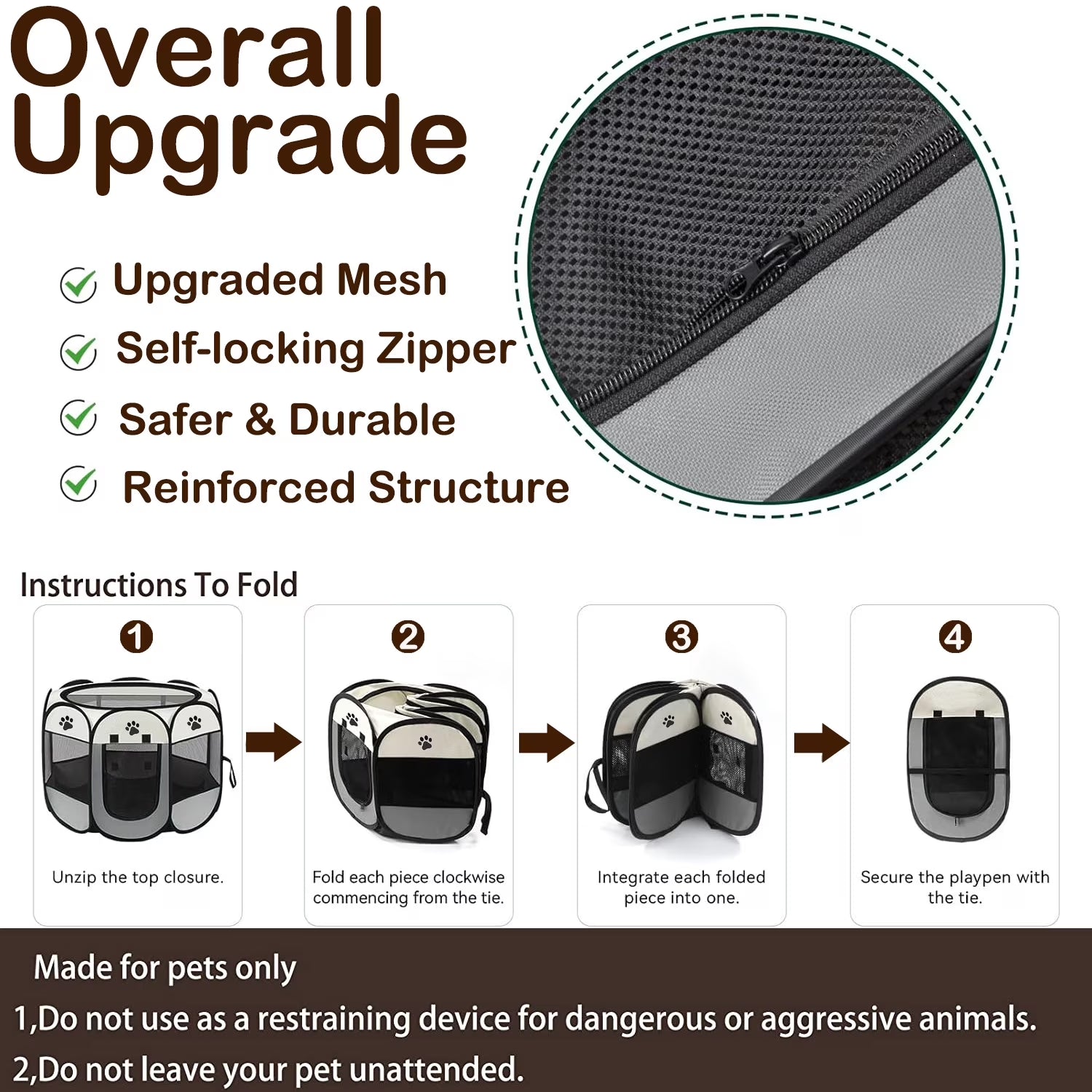 Cat Playpen,29" Pop-Up Cat Cage with Side Pocket,Puppy Playpen for Indoor outside Kitten Playpen 29" Diameter 23" Height
