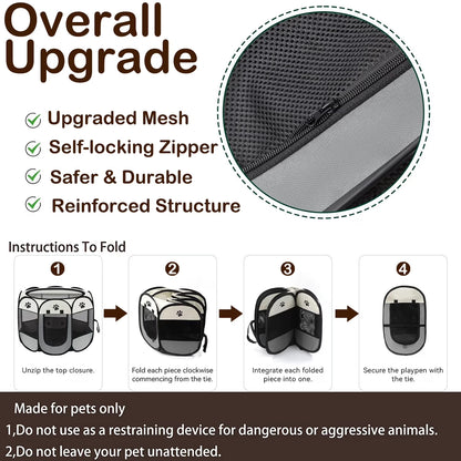 Cat Playpen,29" Pop-Up Cat Cage with Side Pocket,Puppy Playpen for Indoor outside Kitten Playpen 29" Diameter 23" Height