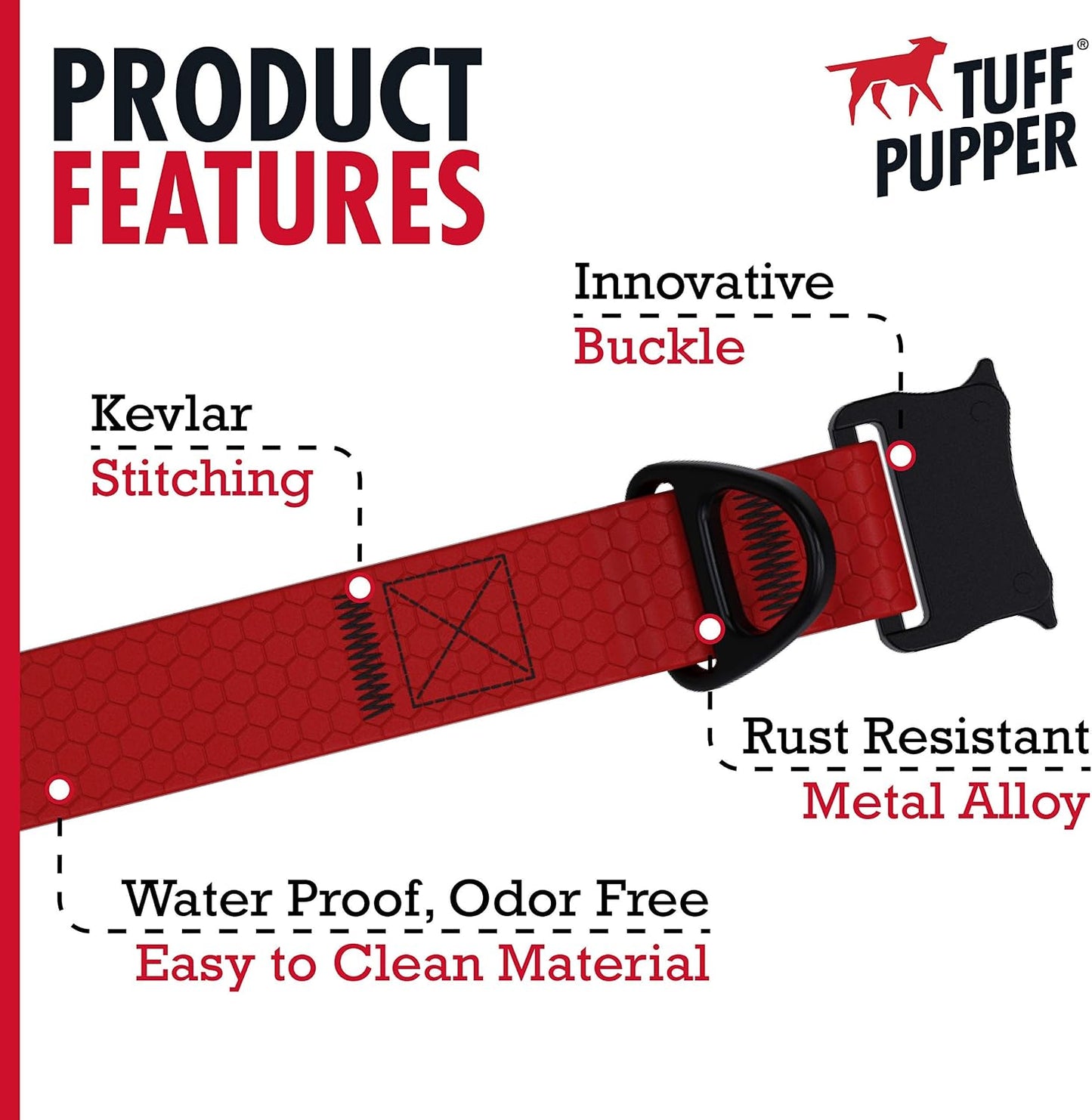 Waterproof Action Collar for Dogs | Heavy Duty Water Proof Dog Collar | Tear Proof & Odor Free | Rust-Proof Metal Hardware | Tactical Quick Release Buckle | for Adventurous, Active Dogs